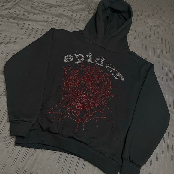 Sp5der hoodie black and red rhinestones - Picture 1 of 2